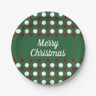 Merry Christmas Holiday Cute Green Polka Dots
