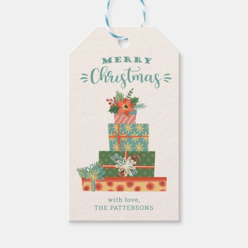 Merry Christmas Holiday Cute Modern Personalized Gift Tags