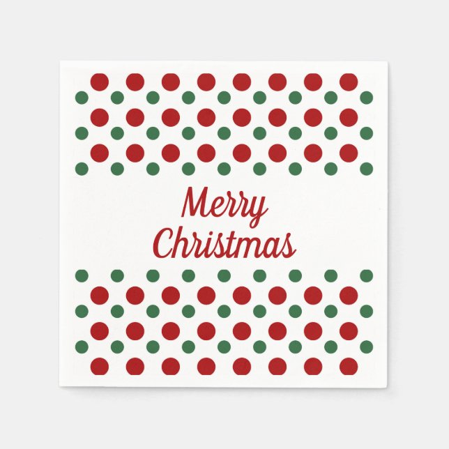 Merry Christmas Holiday Cute White Red Polka Dots Napkins (Front)