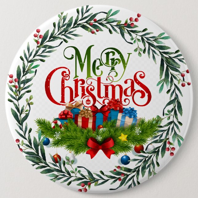 Merry Christmas, holiday design, Button (Front)