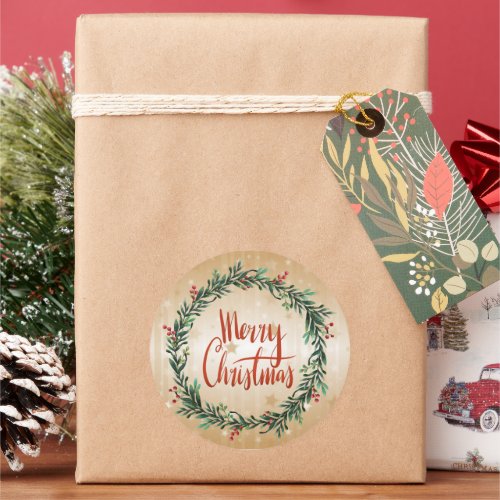 Merry Christmas holiday design Classic Round Sticker