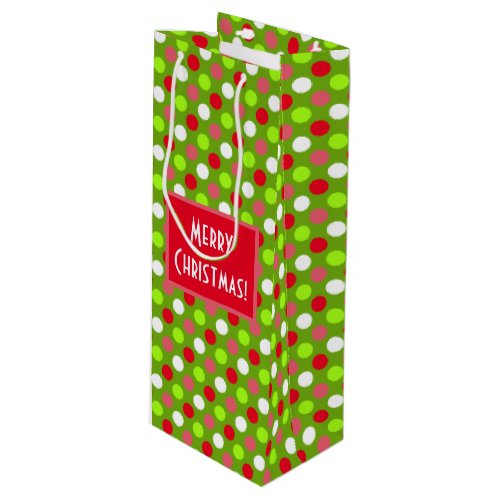 Merry Christmas Holiday Dots Mix Wine Gift Bag