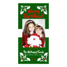 Merry Christmas Holiday Editable Green Photo Card