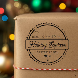 Merry Christmas Holiday Express Mail To From Rubber Stamp