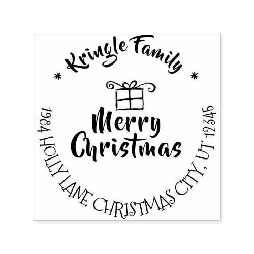 Merry Christmas Holiday Family Return Address Self_inking Stamp