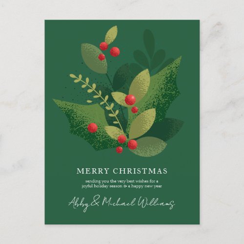 Merry Christmas Holiday Floral  ADD YOUR PHOTO Postcard