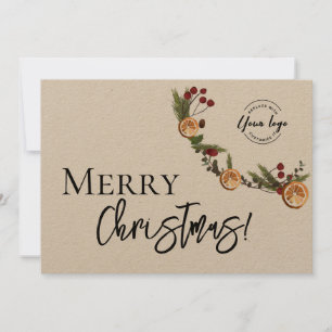 Merry Christmas Holiday Foliage Business logo Card