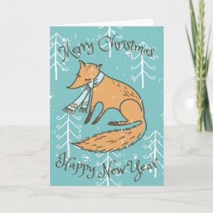 Merry Christmas Holiday Fox Cozy Card