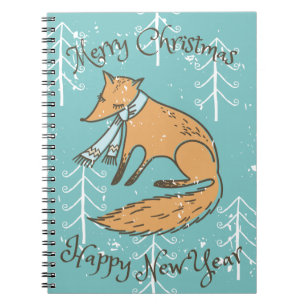 Merry Christmas Holiday Fox Cozy Notebook