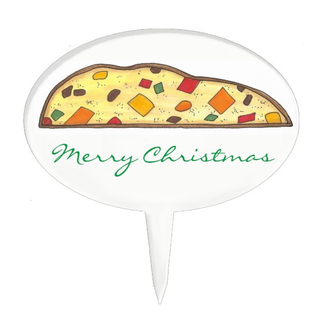 Merry Christmas Holiday Fruit Cake Biscotti Xmas Cake Topper (Front)