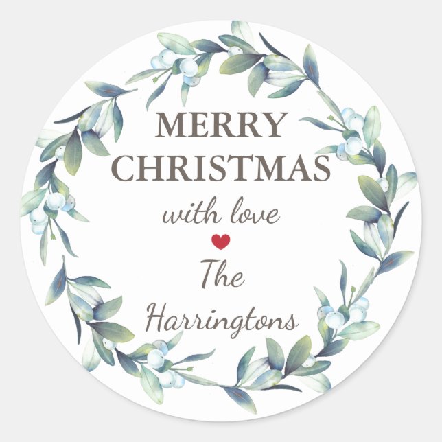 Merry Christmas Holiday Gift Label Stickers (Front)