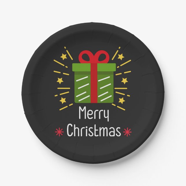 Merry Christmas Holiday Gift Paper Plates (Front)