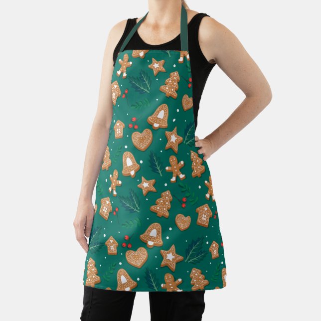 Merry Christmas Holiday Gingerbread Cookies Apron (Insitu)