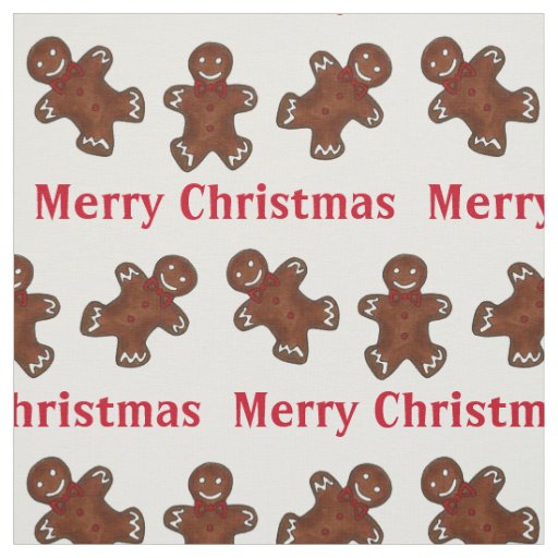 Merry Christmas Holiday Gingerbread Man Men Foodie Fabric