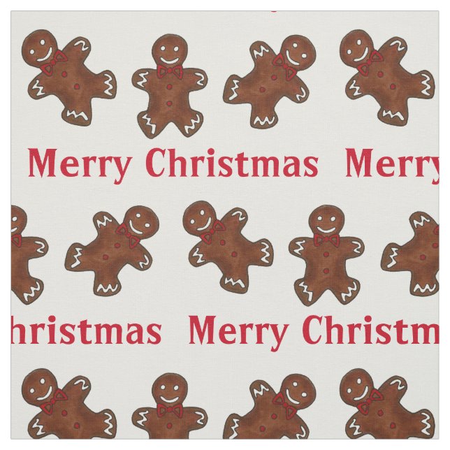 Merry Christmas Holiday Gingerbread Man Men Foodie Fabric (Swatch)