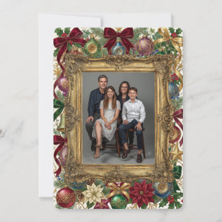 Merry Christmas Holiday Gold Frame Photo Card