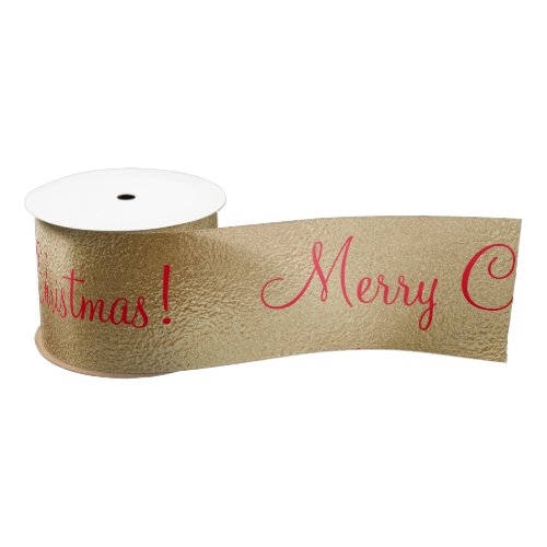 Merry Christmas Holiday Gold Red Gift Satin Ribbon