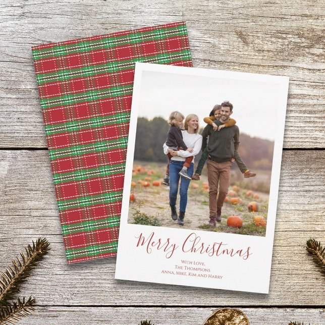 Merry Christmas Holiday Green Red Country Plaid Card (Creator Uploaded)
