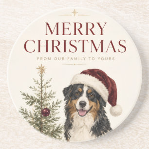 Merry Christmas Holiday Greeting for Dog Lovers Coaster