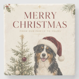 Merry Christmas Holiday Greeting for Dog Lovers Stone Coaster