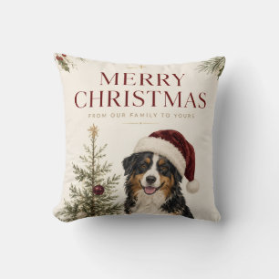 Merry Christmas Holiday Greeting for Dog Lovers Throw Pillow