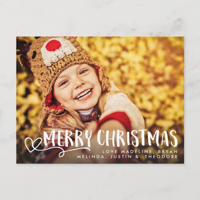 Merry Christmas Holiday Greeting Photo Overlay Postcard (Front)