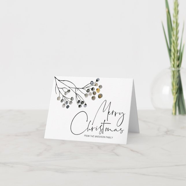 Merry Christmas Holiday Greetings Elegant Card (Front)