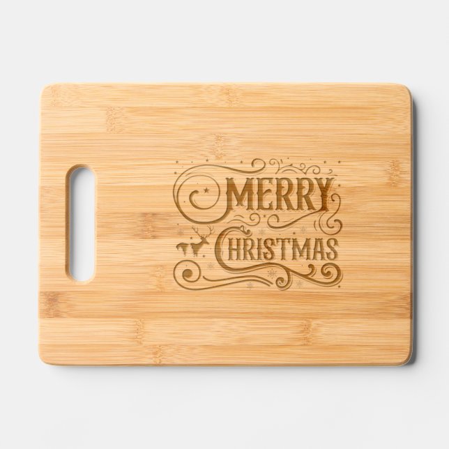 Merry Christmas Holiday Housewarming Friend Gift  Engraved Cutting Board (Front)