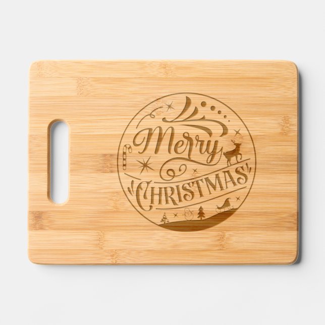 Merry Christmas Holiday Housewarming Friend Gift  Engraved Cutting Board (Front)