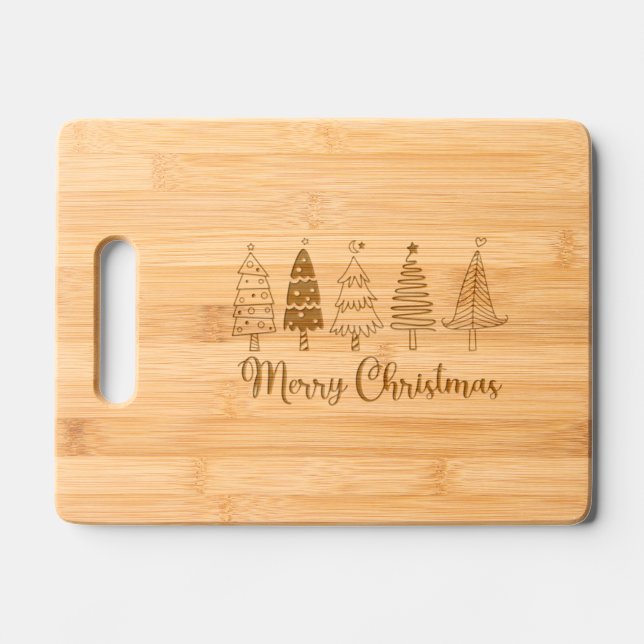 Merry Christmas Holiday Housewarming Friend Gift  Engraved Cutting Board (Front)