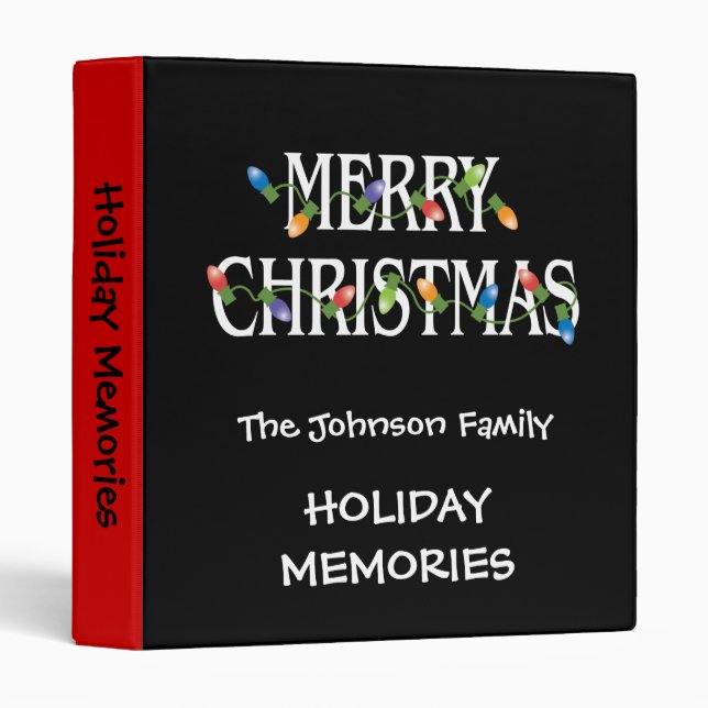 Merry Christmas Holiday Lights 3 Ring Binder (Front/Spine)