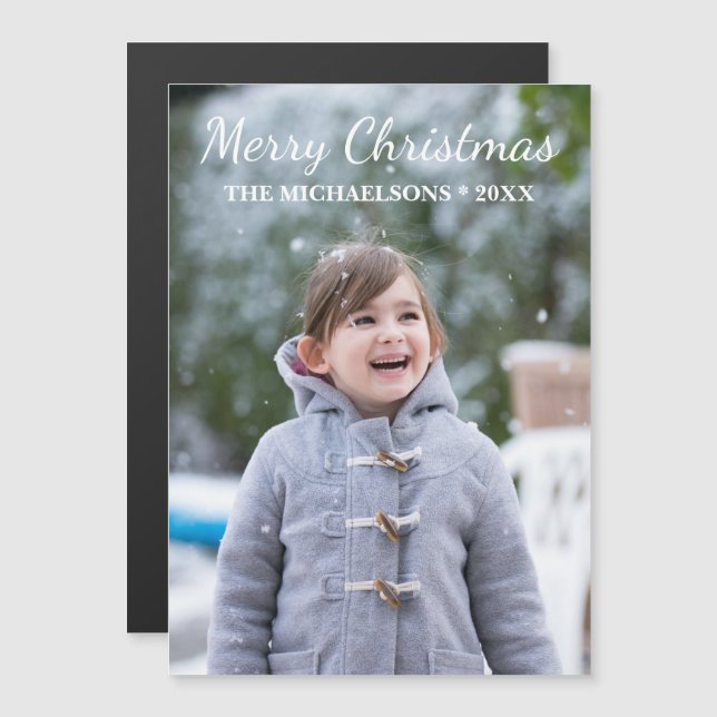 Merry Christmas Holiday Magnetic Photo Card (Front/Back)
