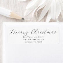 Merry Christmas Holiday Mail Return Address Label