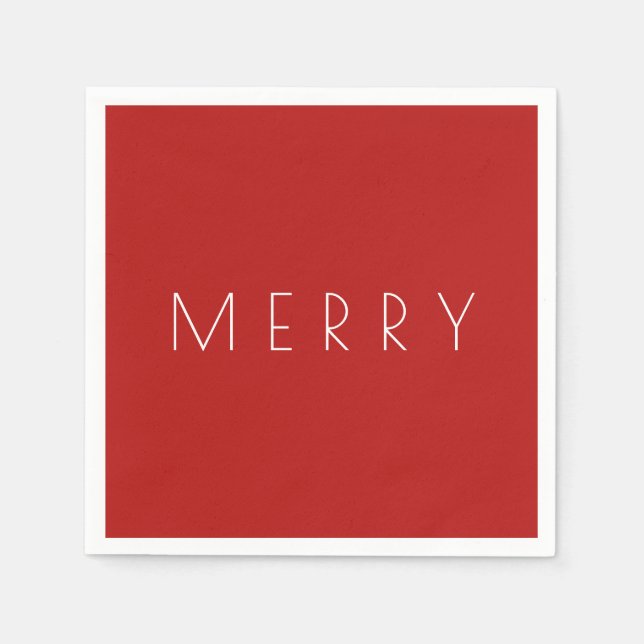 Merry Christmas Holiday Minimal Red White Napkins (Front)