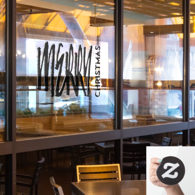 Merry Christmas Holiday Modern Typography  Window  Cling (Restaurant Window)