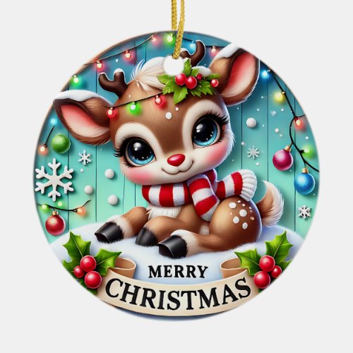Merry Christmas Holiday Ornament | Festive Tree D