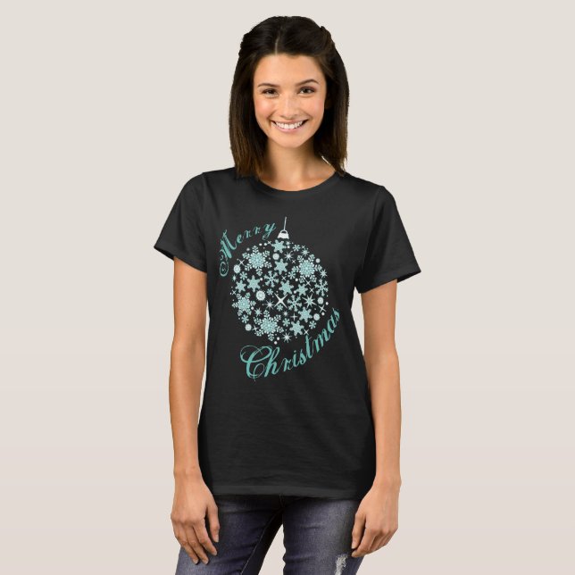 Merry Christmas Holiday Ornament Snowflake T-shirt (Front Full)