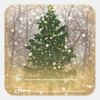 Merry Christmas Holiday Party To / From Square Sticker by MaeHemm at Zazzle