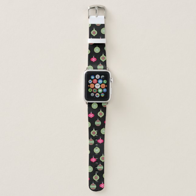 Merry Christmas Holiday Pattern Apple Watch Band (Front)