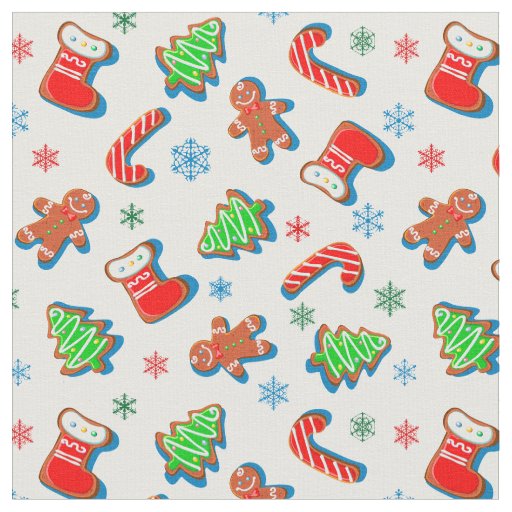 Merry Christmas Holiday Pattern Fabric | Zazzle