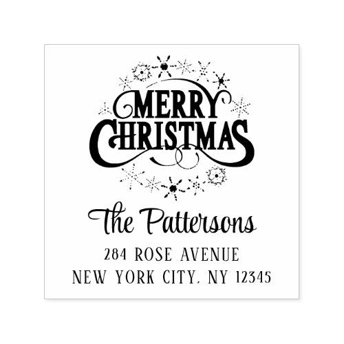 Merry Christmas Holiday Personal Return Address Self_inking Stamp