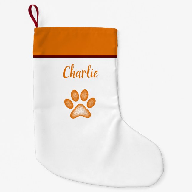 Merry Christmas Holiday Personalized Orange Small Christmas Stocking (Front)