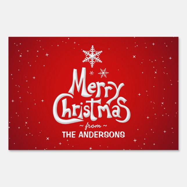 Merry Christmas Holiday Personalized yard sign (Front)