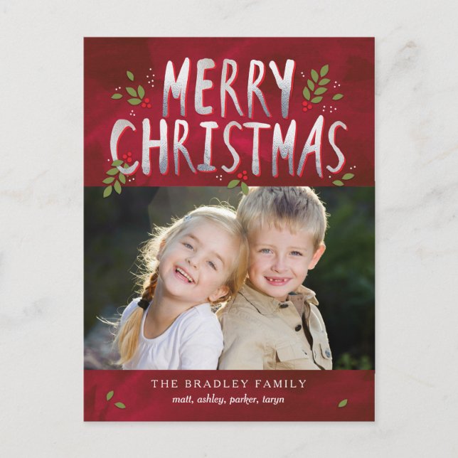 Merry Christmas Holiday Photo Card Postcard (Front)