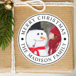 Merry Christmas Holiday Photo Classic Round Sticker<br><div class="desc">Create Your Own Christmas | Holiday Photo Sticker.</div>