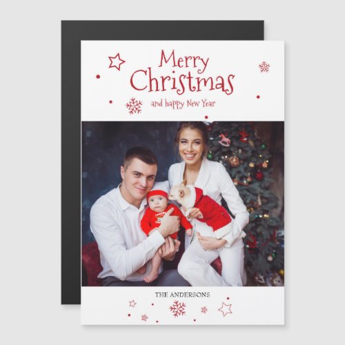 Merry Christmas Holiday Photo Magnetic Invitation