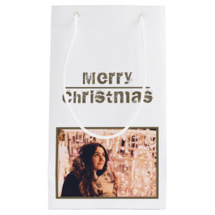 Merry Christmas Holiday Photo Small Gift Bag