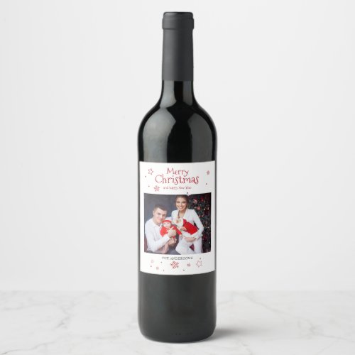 Merry Christmas Holiday Photo Wine Label