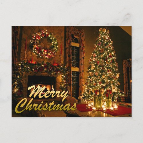 merry christmas holiday postcard