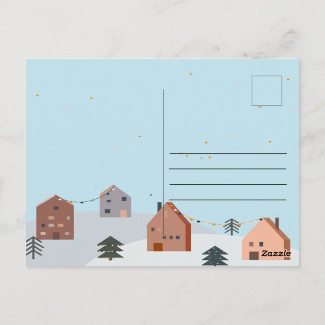 Merry Christmas Holiday Postcard Design Template (Back)